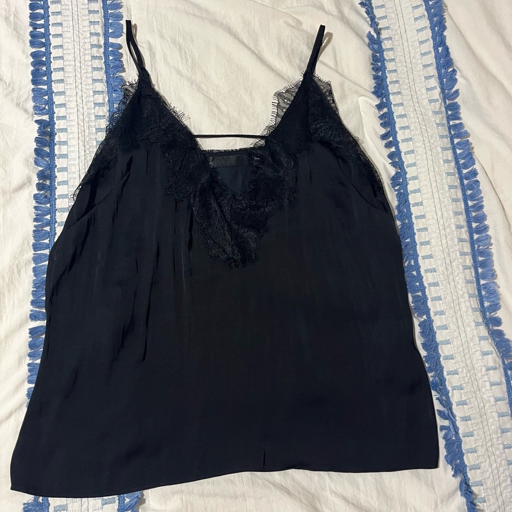 Lace trim black top